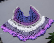 Load image into Gallery viewer, Lacy Crochet Top, Purple Ruffle Top
