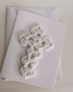 Crochet Cross Card, for Baptism, Christening, Communion, Easter, Mother’s Day