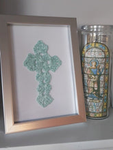 Load image into Gallery viewer, Crochet Cross Card, for Baptism, Christening, Communion, Easter, Mother’s Day
