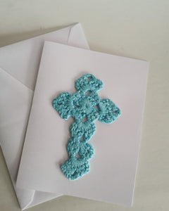 Crochet Cross Card, for Baptism, Christening, Communion, Easter, Mother’s Day