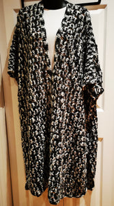 Grey, white and black Kimono, Crochet  Vest, Shells & Diamonds Ruana