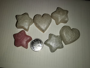 6 pieces - Puff HEARTS and Puff STARS, 6 Worry Stones, Home Decor