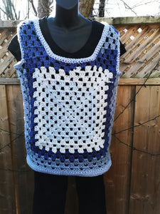 Square Vest in Blue - Claudia's Crochet