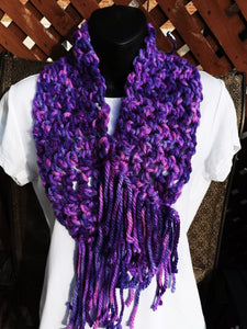 Purple Collar Scarf with fringe