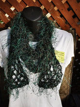 Load image into Gallery viewer, Green &amp; Black Long Fluffy Scarf
