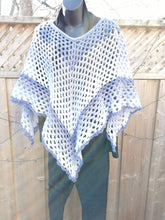 Load image into Gallery viewer, Kerchief Crochet Poncho in Blue
