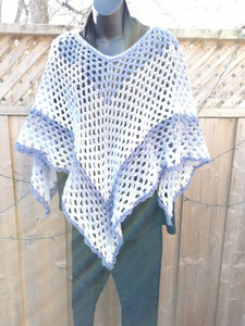Kerchief Crochet Poncho in Blue