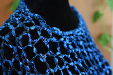 Load image into Gallery viewer, Indigo Blue Diagonal Poncho by Claudia&#39;s Crochet Creations
