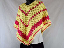 Load image into Gallery viewer, Yellow and Pink Granny Square PONCHO
