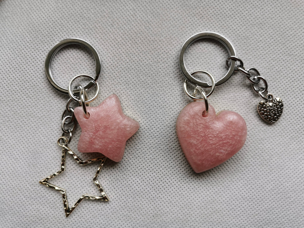 Couples Keychains - 2 pc - Heart & Star Puff Keychain