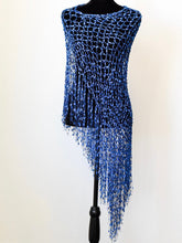 Load image into Gallery viewer, Indigo Blue Diagonal Poncho by Claudia&#39;s Crochet Creations
