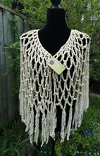 Load image into Gallery viewer, Ecru Ribbon Cape/Shawl by ClaudiasCrochet
