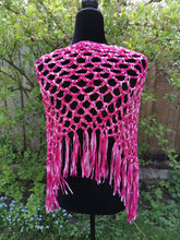 Load image into Gallery viewer, Raspberry Pink, Soft Ribbon Crochet Poncho
