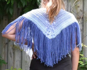 Summer's Blue Crochet Cape with fringe