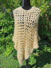 Load image into Gallery viewer, Soft and Fluffy Gold Crochet Poncho
