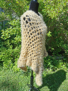 Soft and Fluffy Gold Crochet Poncho