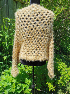 Soft and Fluffy Gold Crochet Poncho