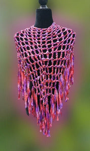 Pink & Purple Ribbon Crochet Poncho