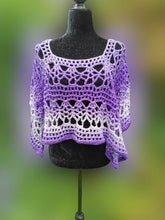 Load image into Gallery viewer, Fire and Ice PURPLE Crochet Poncho, Variegated Poncho/Cape
