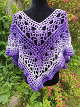 Load image into Gallery viewer, Fire and Ice PURPLE Crochet Poncho, Variegated Poncho/Cape
