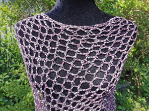 Pink and Grey Diagonal Crochet Poncho, Poncho with fringe, Light Poncho