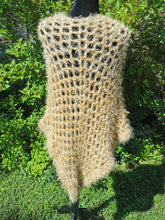 Load image into Gallery viewer, Soft and Fluffy Gold Crochet Poncho
