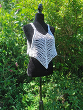 Load image into Gallery viewer, Crocheted CROP Tank Top, White Cover Up
