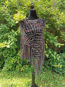 Gems & Black Diagonal Crochet Poncho