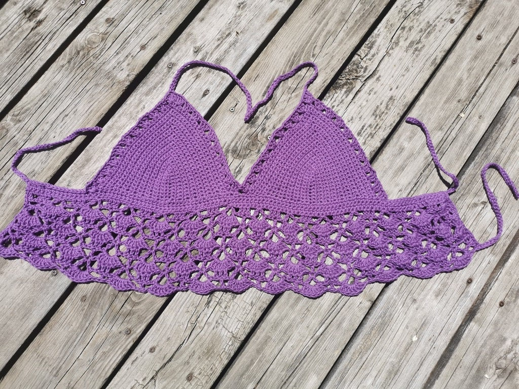 Crocheted CROP Tank Top, Purple & Lilac Cover Up – Claudia's Crochet  Creation