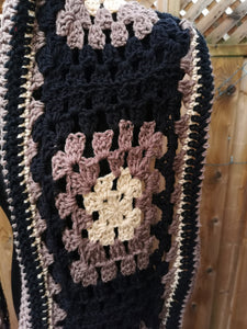 Brown Unisex Scarf, Scarf for Him, Extra Long Crochet Scarf, Granny Square Scarf