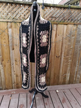 Load image into Gallery viewer, Brown Unisex Scarf, Scarf for Him, Extra Long Crochet Scarf, Granny Square Scarf
