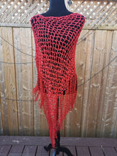 Load image into Gallery viewer, Red Diagonal Crochet Poncho
