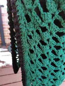 Open Lace Green and Black Crochet Vest