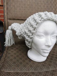 Chunky Hat with Tassels, large Adult Hat, Handmade crochet Hat