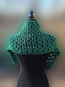 Green Scarf with Buttons, Neck warmer, Button Scarf