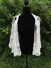 Load image into Gallery viewer, White Poncho, Crochet Cape, White Capelet
