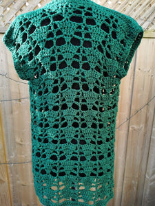 Open Lace Green Crochet Vest by Claudia's Crochet Creations