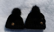 Load image into Gallery viewer, Mommy and Me Chunky Hats with Pompom Set, Adult and Child Hats, Handmade Hat Set
