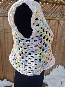 Granny Square Crop Sweater, Crochet Sweater, Crochet Top, Cropped Granny Square Vest