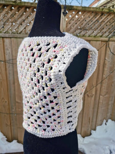 Granny Square Crop Sweater, Crochet Sweater, Crochet Vest, Cropped Granny Square Top
