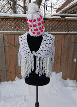 Load image into Gallery viewer, Heart Hat with Matching Cowl Set, Adult Love Hat and Scarf, Handmade Hat &amp; Cowl Set
