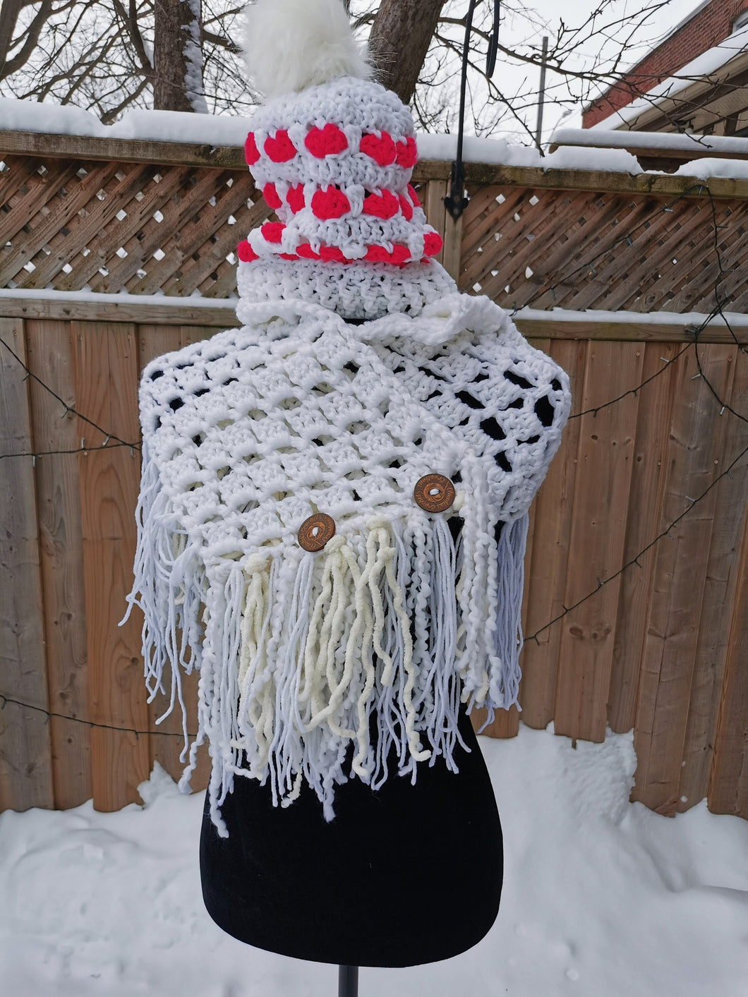Heart Hat with Matching Cowl Set, Adult Love Hat and Scarf, Handmade Hat & Cowl Set