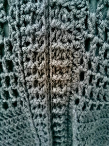 XL crochet Vest, Black Long Vest with fringe, 3XL - 6XL crochet Vest