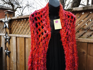 Hygge Soft Cocoon Shrug in Oranges and Reds, Plus Size