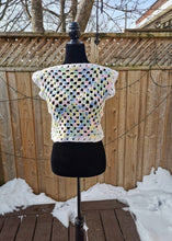 Load image into Gallery viewer, Granny Square Crop Sweater, Crochet Sweater, Crochet Top, Cropped Granny Square Vest
