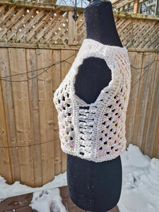 Granny Square Crop Sweater, Crochet Sweater, Crochet Vest, Cropped Granny Square Top