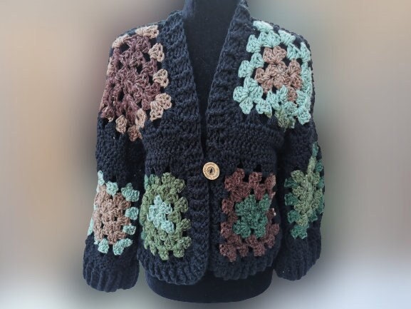1970's Coat, Granny Square Jacket, Granny Cardigan, Sweater Vest Cardigan