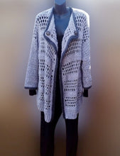 Load image into Gallery viewer, Grey Long Cardigan, Plus size Jacket
