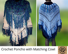 Load image into Gallery viewer, Crochet Poncho with Matching Cowl , Poncho Set
