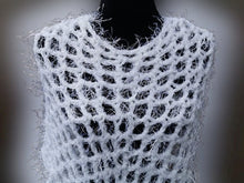 Load image into Gallery viewer, White Fun Fur PONCHO, Crochet Cowl, Crochet Wrap
